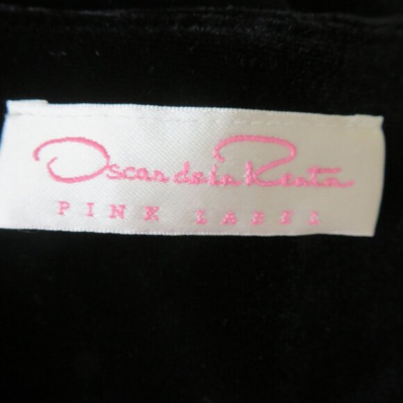 Vintage Oscar De La Renta Pink Label Black Velvet Tunic Top Leopard Print Trim S - Picture 5 of 11